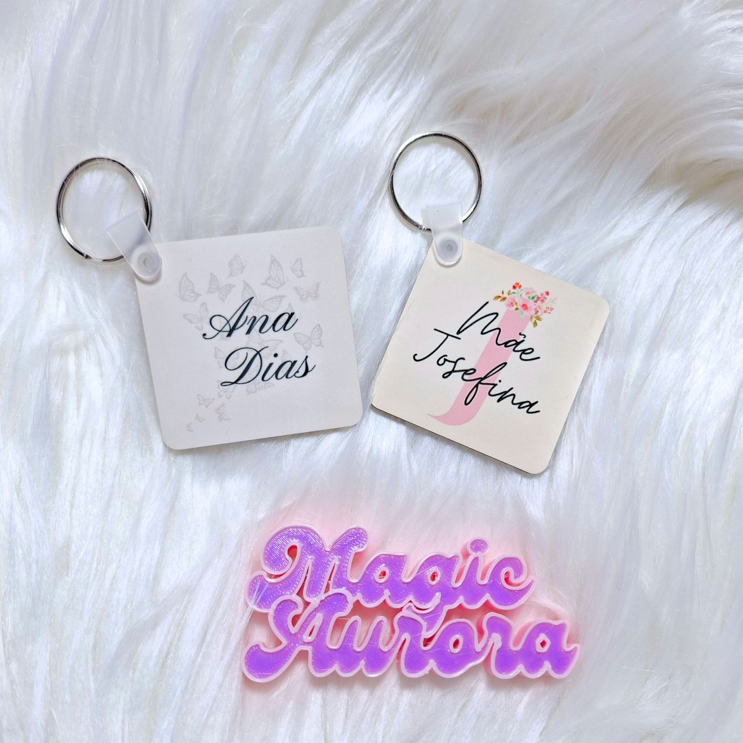 Porta-chaves MDF Quadrado Personalizado com Nome e Foto/Desenho - Presente Criativo Personalizável