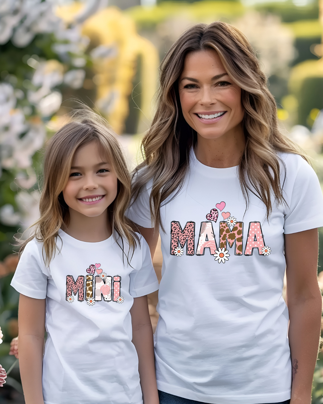 Conjunto de T-shirts Mãe e Filha "Mama & Mini" | Algodão 100%