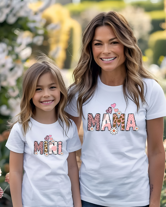 Conjunto de T-shirts Mãe e Filha "Mama & Mini" | Algodão 100%