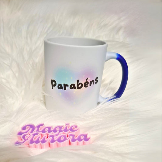 Caneca Mágica Personalizada com Alça Coração - Azul ou Preta