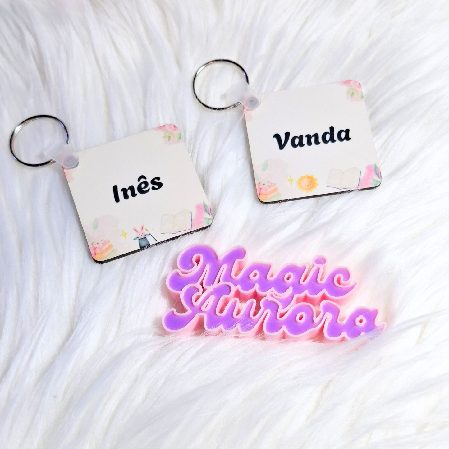 Porta-chaves MDF Quadrado Personalizado com Nome e Foto/Desenho - Presente Criativo Personalizável