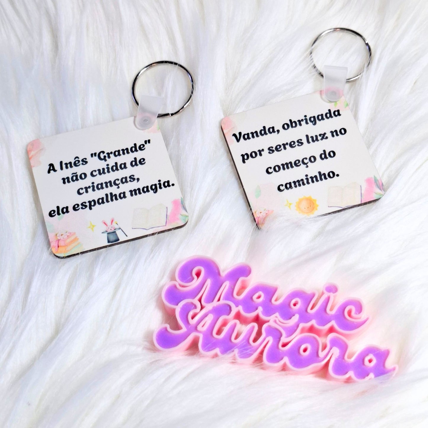 Porta-chaves MDF Quadrado Personalizado com Nome e Foto/Desenho - Presente Criativo Personalizável