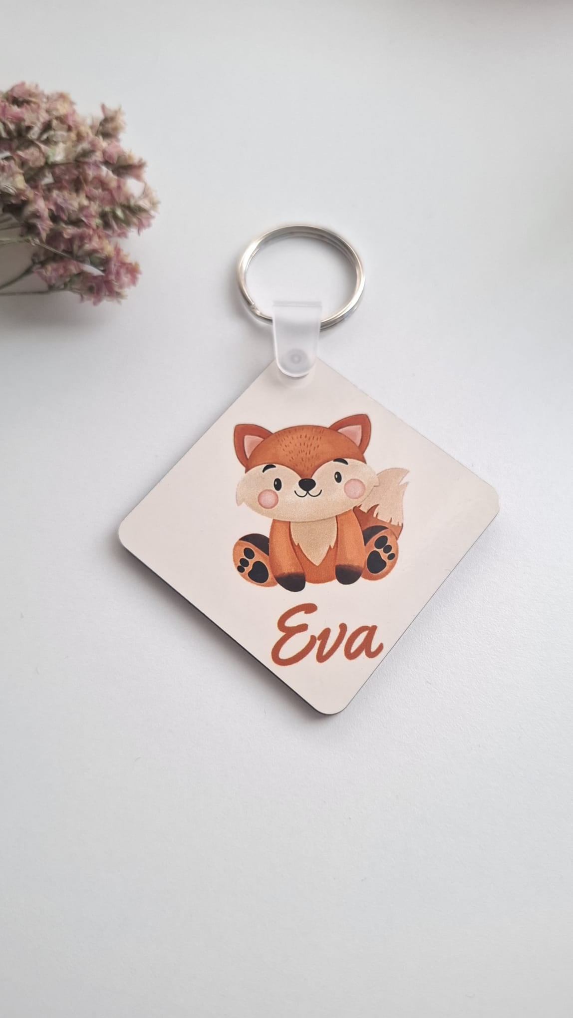 Porta-chaves MDF Quadrado Personalizado com Nome e Foto/Desenho - Presente Criativo Personalizável