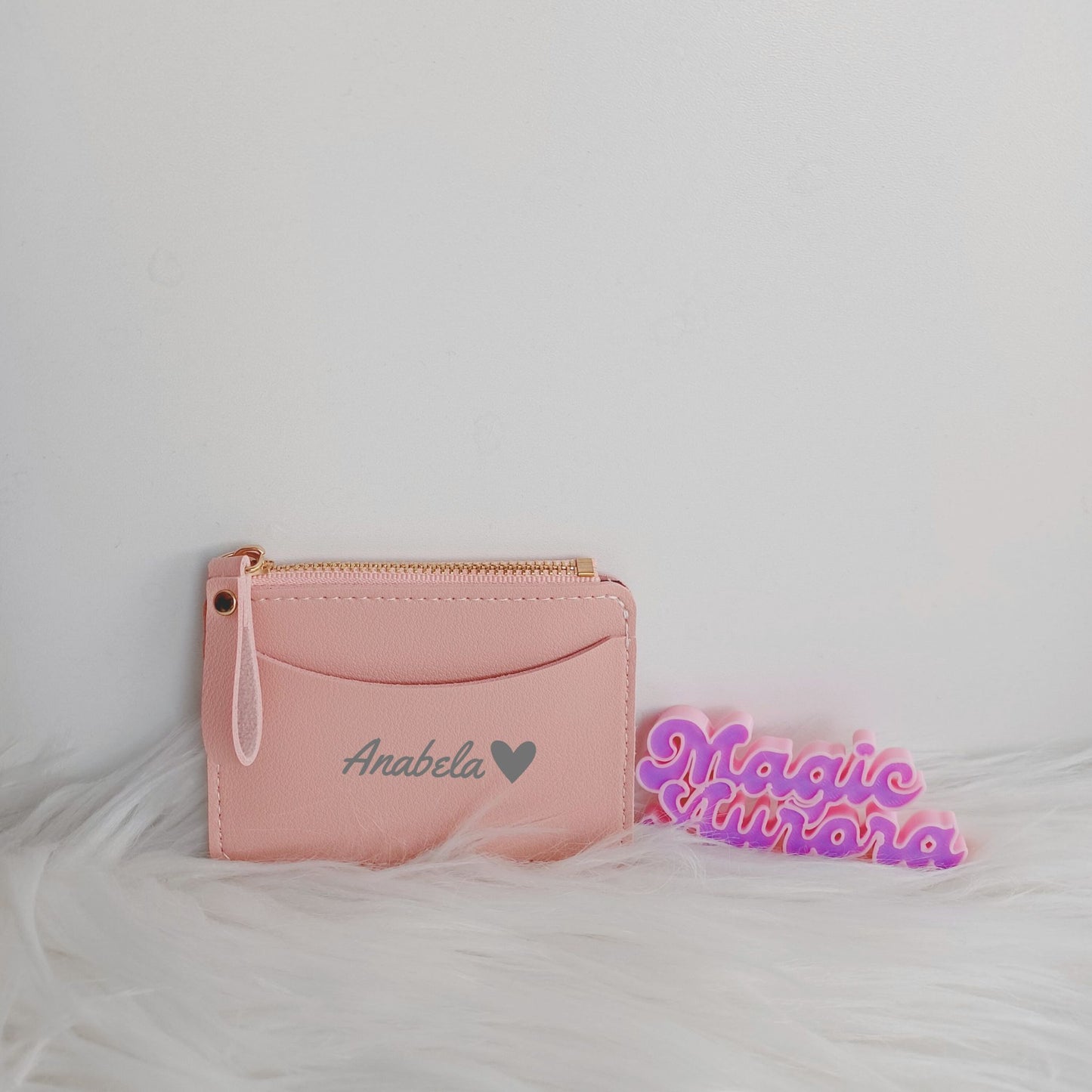 Carteira Pequena Personalizada – Preto, Rosa ou Branco