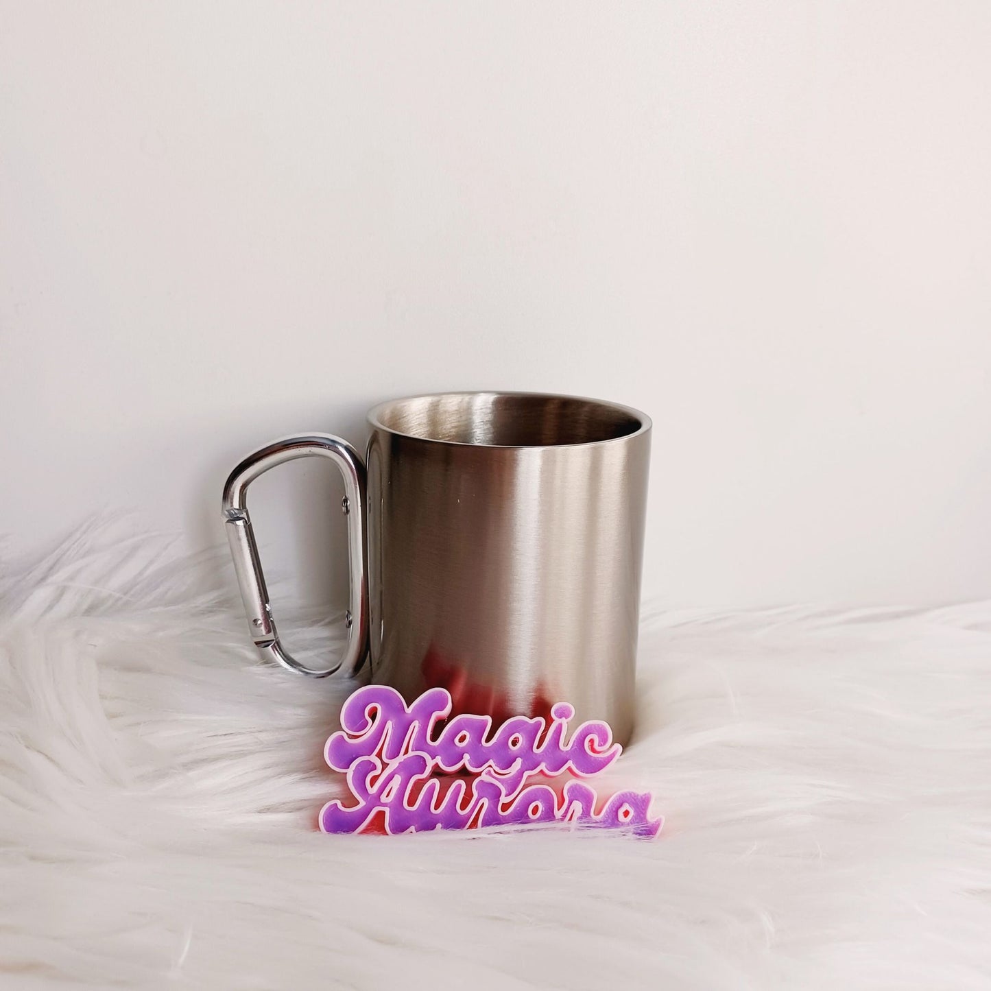 Caneca em Inox com Alça Mosquetão - Personalizada com Nome e Imagem (300ml)