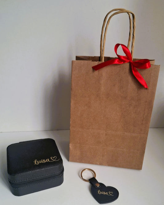 Conjunto de Presente de Natal Personalizado - Caixa de Joias de Viagem e Porta-Chaves