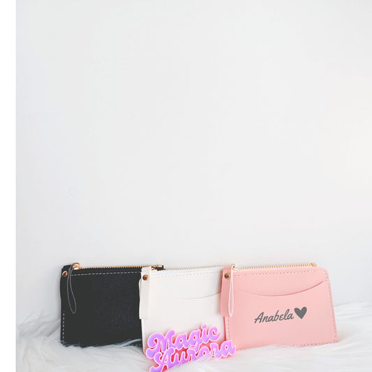 Carteira Pequena Personalizada – Preto, Rosa ou Branco